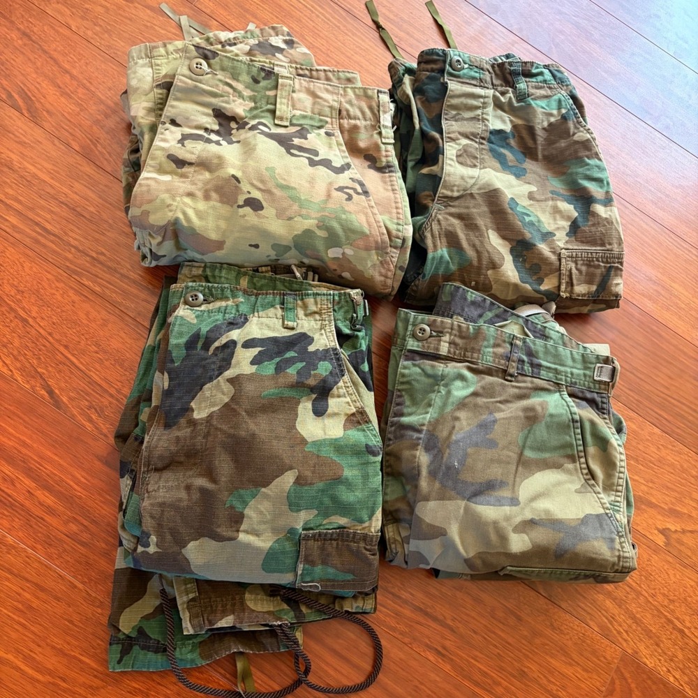 Lot of 3 US Military Camo Cargo Pants OCP Multicam Woodland BDU Ripstop Tactical